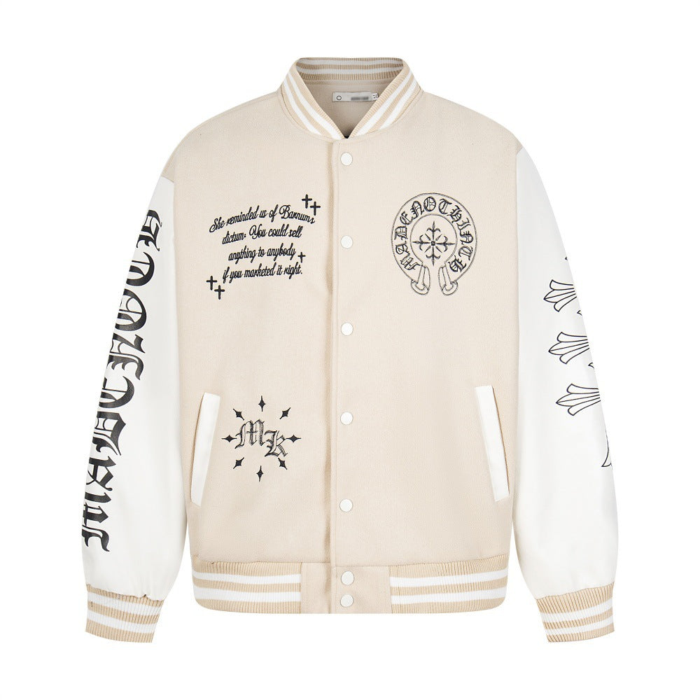 PU leather sleeve patchwork jacket