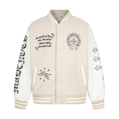 PU leather sleeve patchwork jacket