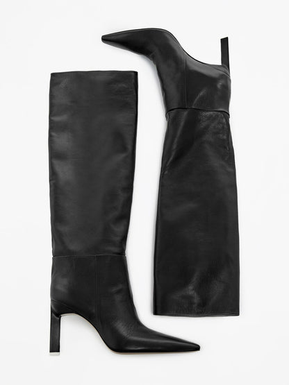 pop printing microfiber autumn winter boots high heel shoes women knee high boots woman thin heels fashion