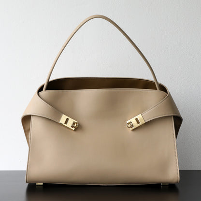 Luxury Genuine Leather Tote Bag for Women, Large Capacity, Top-Grain Cowhide, Handheld Shoulder Bag, HUG Style