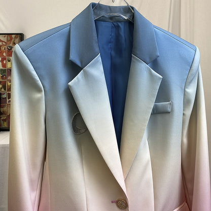 TWOTWINSTYLE Patchwork Hit Color Blazer For Women Notched Long Sleeve Casual Blazers Female Spring Fashion New Clothing