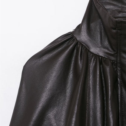 Leather pilot jacket women's jacket