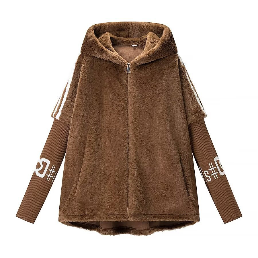 Street fur integrated zipper hooded jacket