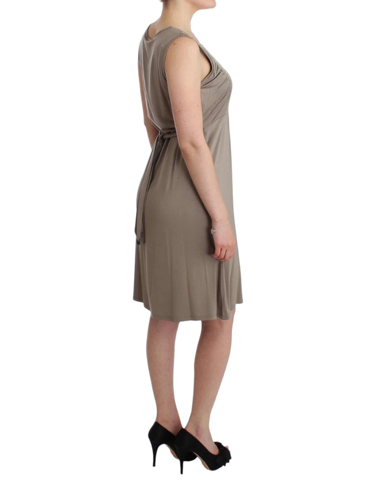 Khaki studded sheath dress