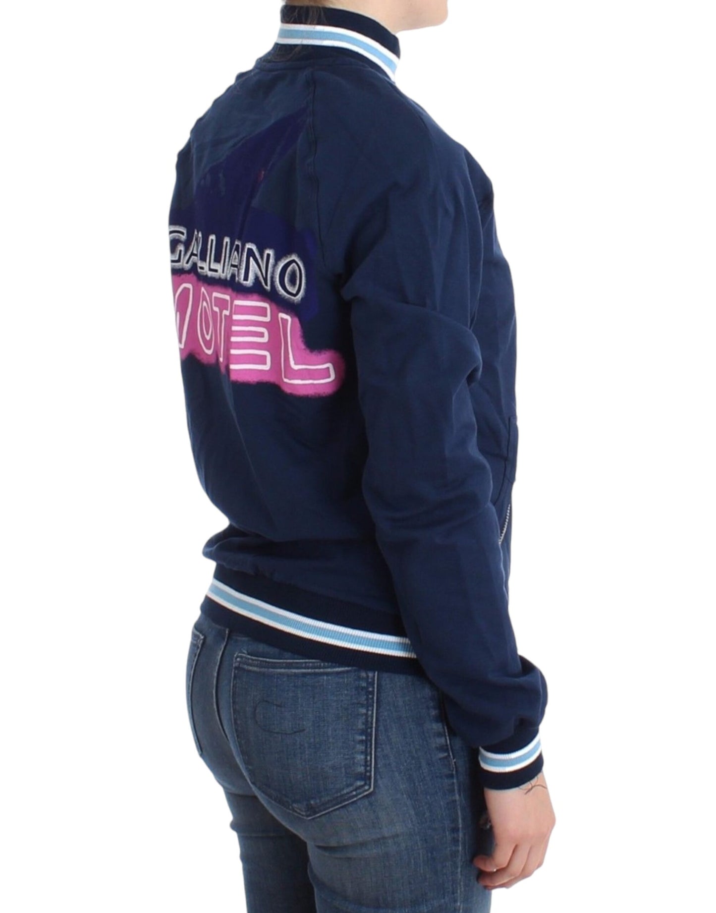 Blue zip cotton cardigan