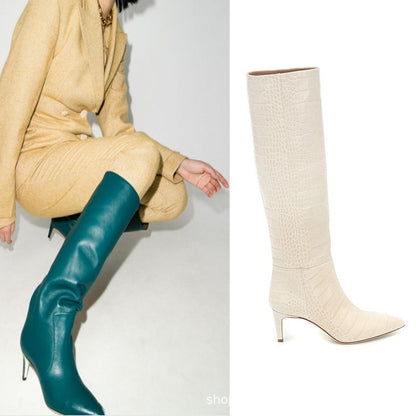 sexy high heels western boots fashion knee high boots women microfiber thin high heel long boots pointed toe autumn winter boots