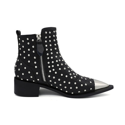 Women's Boots Ankle Boots Women Genuine Leather Autumn Winter Botas Platform Short Booties Female Rivets Studded