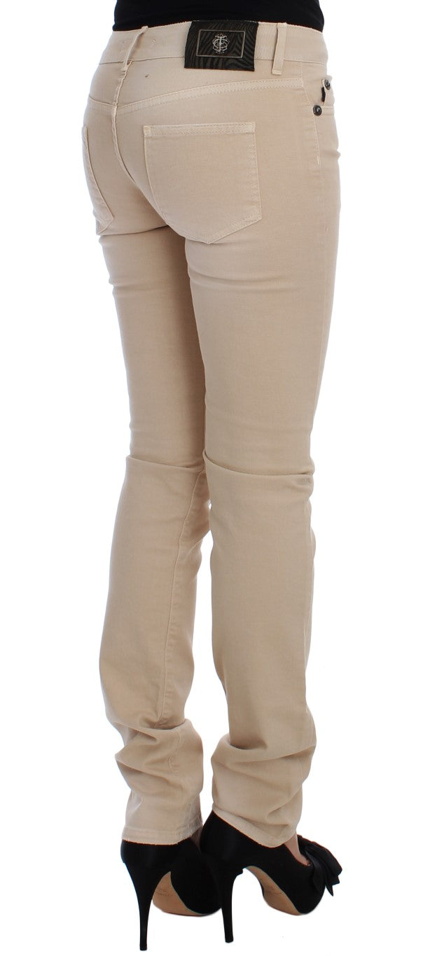 Beige Wash Slim Fit Cotton Stretch Jeans