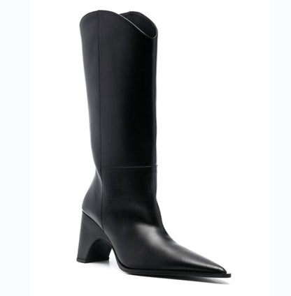 Processing time:7-15days after placing orders Autumn And Winter 2023 New Fashion Women's Boots Thick High Heel Pointed Toe Denim Knee Length Knight Boots Big Size Shoes