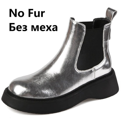 Newest Women Ankle Boots Autumn Winter Genuine Leather Platforms Wedges Heels Fashion Concise Working Casual Shoes