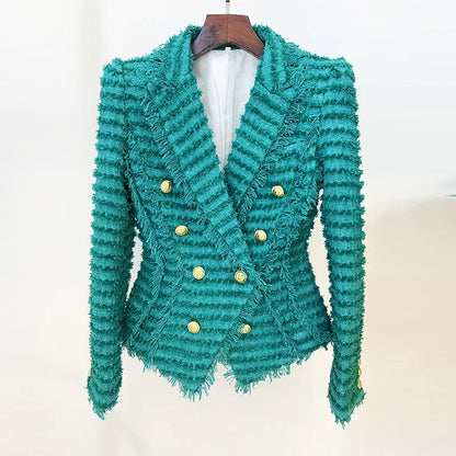 Autumn Winter Thick Woven Fabric Luxury Women Tweed Street Blazers Bodycon Design Fresh Color Eye-catching Jackets