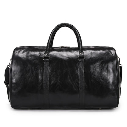PU travel bag large capacity cylindrical sports fitness bag business casual short trip luggage bag