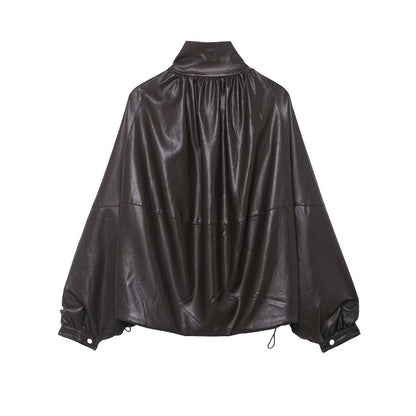 Leather pilot jacket women's jacket