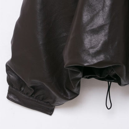 Leather pilot jacket women's jacket