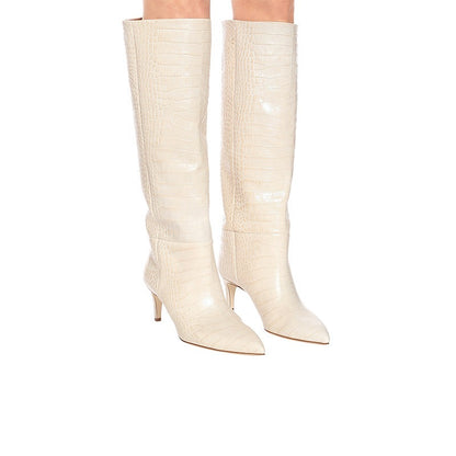 sexy high heels western boots fashion knee high boots women microfiber thin high heel long boots pointed toe autumn winter boots
