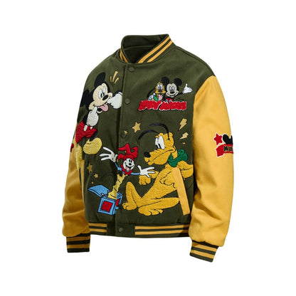 Mickey Cartoon Heavy Industries Embroidered Baseball Jacket