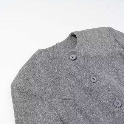 Commuting style elegant multi button long woolen coat