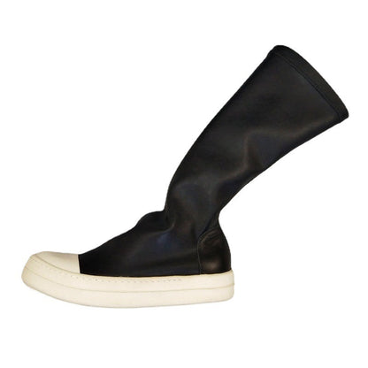 Women Men Socks Genuine Leather Boots Mid Calf Luxury Trainers Autumn Winter Thick Sole Women Knee High Boots Casual Shoes