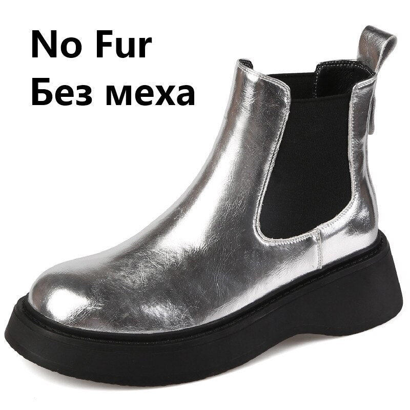 Newest Women Ankle Boots Autumn Winter Genuine Leather Platforms Wedges Heels Fashion Concise Working Casual Shoes