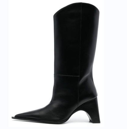 Processing time:7-15days after placing orders Autumn And Winter 2023 New Fashion Women's Boots Thick High Heel Pointed Toe Denim Knee Length Knight Boots Big Size Shoes