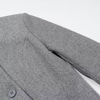 Commuting style elegant multi button long woolen coat
