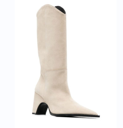 Processing time:7-15days after placing orders Autumn And Winter 2023 New Fashion Women's Boots Thick High Heel Pointed Toe Denim Knee Length Knight Boots Big Size Shoes