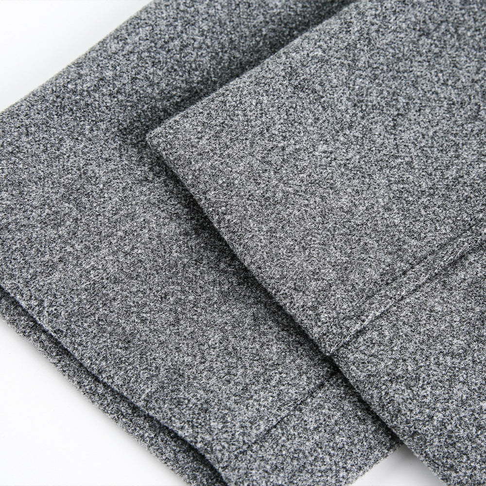 Double breasted standing collar woolen coat