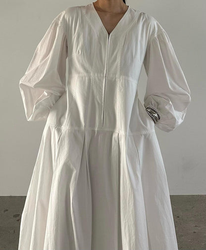 V  Neck Lantern Long Sleeve Dresses Women