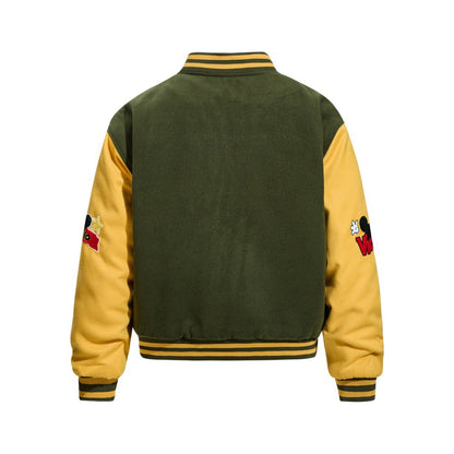Mickey Cartoon Heavy Industries Embroidered Baseball Jacket