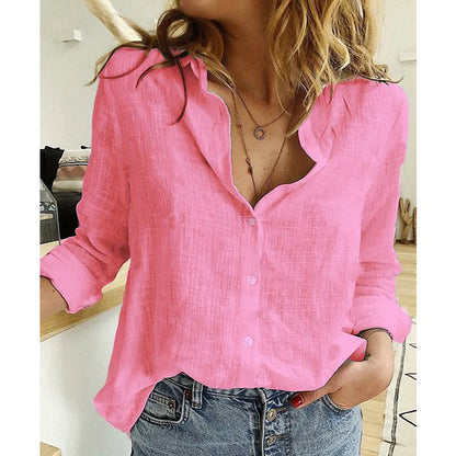 Cotton Linen Leisure Shirts Button Lapel Cardigan Top Lady Loose Long Sleeve Oversized Shirt Womens Blouses spring Blusas Mujer