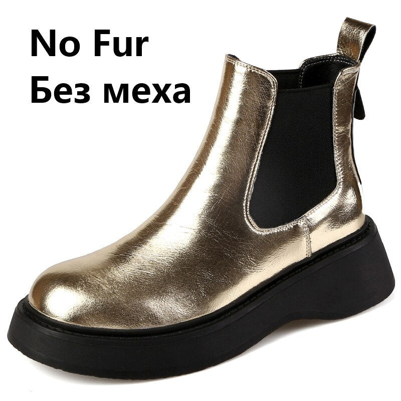 Newest Women Ankle Boots Autumn Winter Genuine Leather Platforms Wedges Heels Fashion Concise Working Casual Shoes