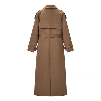 British style deer fur long windbreaker jacket