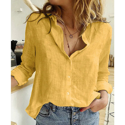 Cotton Linen Leisure Shirts Button Lapel Cardigan Top Lady Loose Long Sleeve Oversized Shirt Womens Blouses spring Blusas Mujer