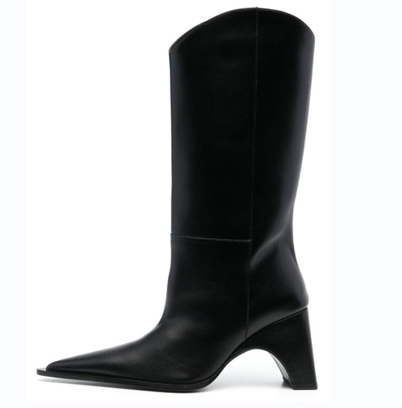 Processing time:7-15days after placing orders Autumn And Winter 2023 New Fashion Women's Boots Thick High Heel Pointed Toe Denim Knee Length Knight Boots Big Size Shoes
